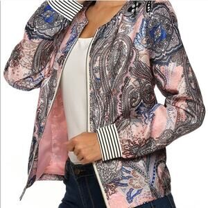 Fancy Qube Floral and Paisley Lightweight Colorful Retro Zip-Up Jacket